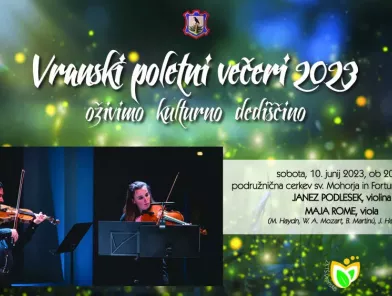 Duo violine in viole na prvem koncertu vranskih poletnih večerov